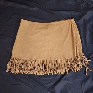 Newport News Swim Faux Suede Fringe Skirt